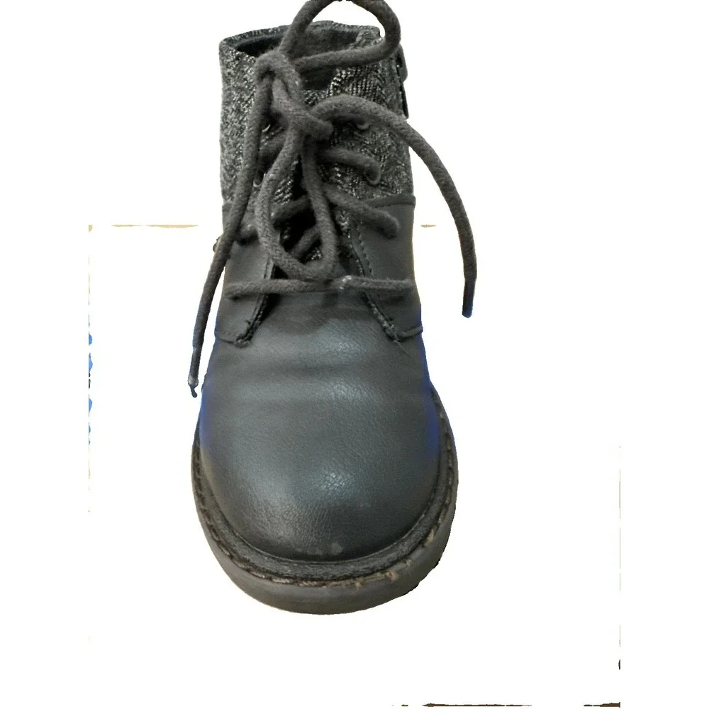 Baby's Zara Toddler Boots Boys Size 24 Gray Color Lace Up Front Zipper On Side